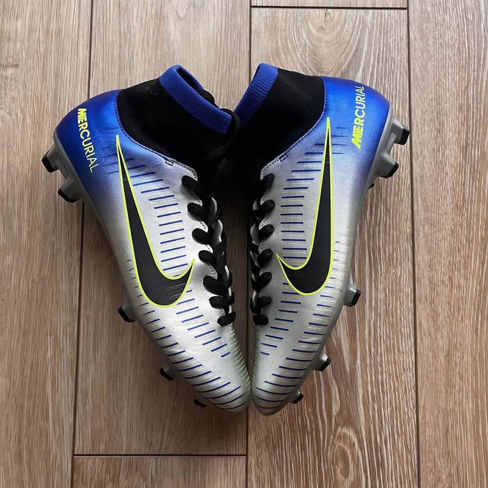 Nike Mercurial Victory VI DF FG Neymar Jr Soccer Cleats Silver Blue 921506-407